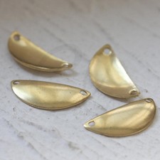 40 Pieces Raw Brass Curved Crescent-Geometry-Half Circle-Moon Charm 3926C 