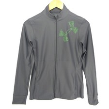 Under Armour HeatGear Women's Gray Green XS Jacket Lightweight Arm Logo Zip Up