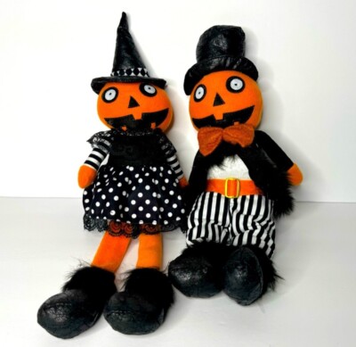 Halloween Pumpkin Plush Doll Set - Mr and Mrs Pumpkin - Fall Decor