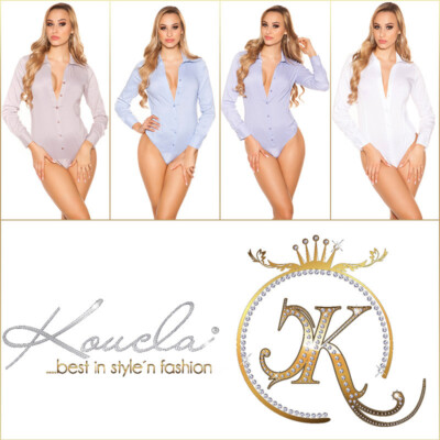 Body Shirt Hemd Koucla Sexy Business Bodybluse Langarm Gr. S/M/L/XL- Art. G 7717