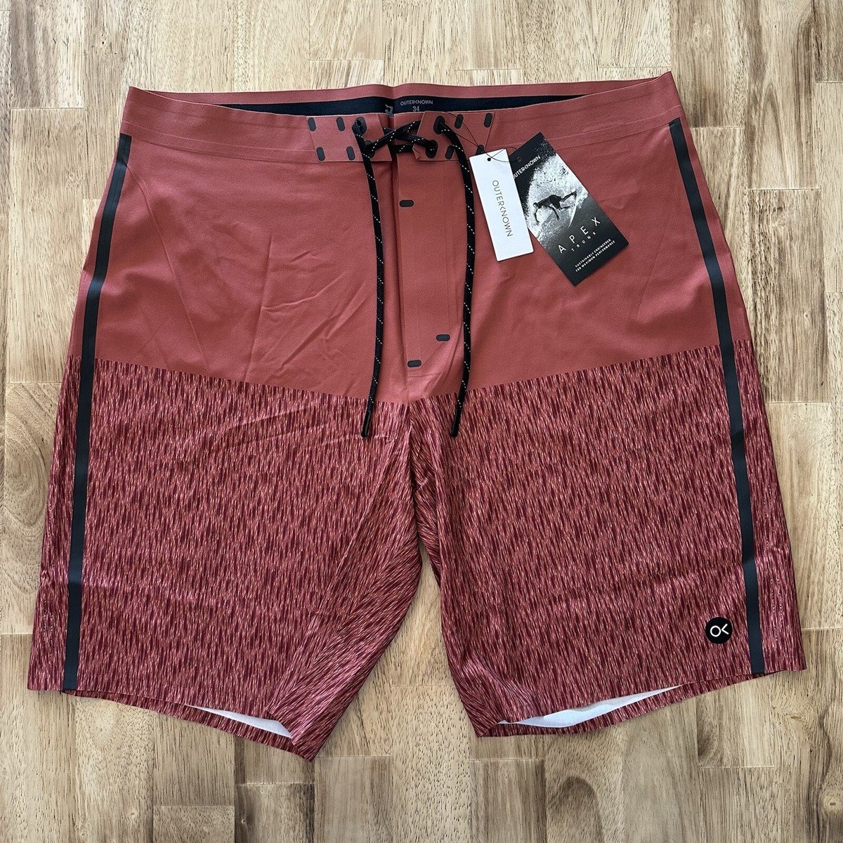 Outerknown APEX Trunks by Kelly Slater Mineral Red Mens Size 34 Boardshorts
