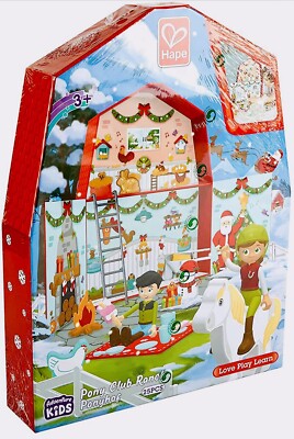 Hape E3410 Adventskalender ''Ponyhof - Weihnachten im Stall'' NEU! Mädchen