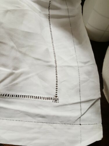 Lenzuolo matrimoniale lino orli a giorno  GC 262x290 B26 Linen Bed Sheet Drap ^ - Picture 1 of 7