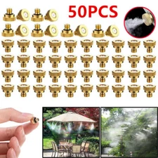 50X Brass Misting Nozzles Mister Sprinkler Outdoor Cooling System Garden Sprayer