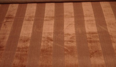 F SCHUMACHER CUNARD STRIE PAPRIKA RED STRIPE VELVET FABRIC BY THE YARD 52''W
