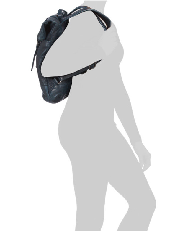 NEW ViLenca Holland NAVY Leather Backpack TECH BAG Dual Straps Zip