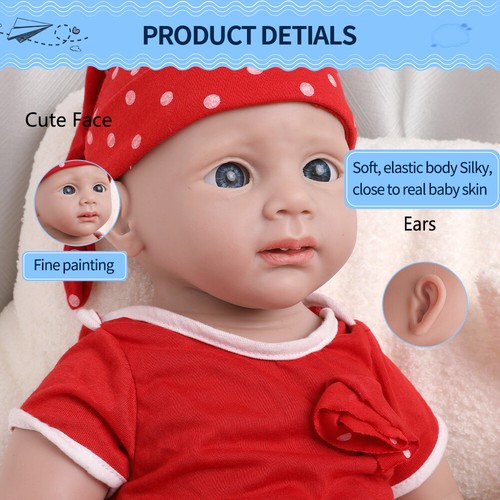 IVITA 20'' Floppy Silicone Reborn Baby Girl Newborn Baby Doll Present Gift - Picture 7 of 12