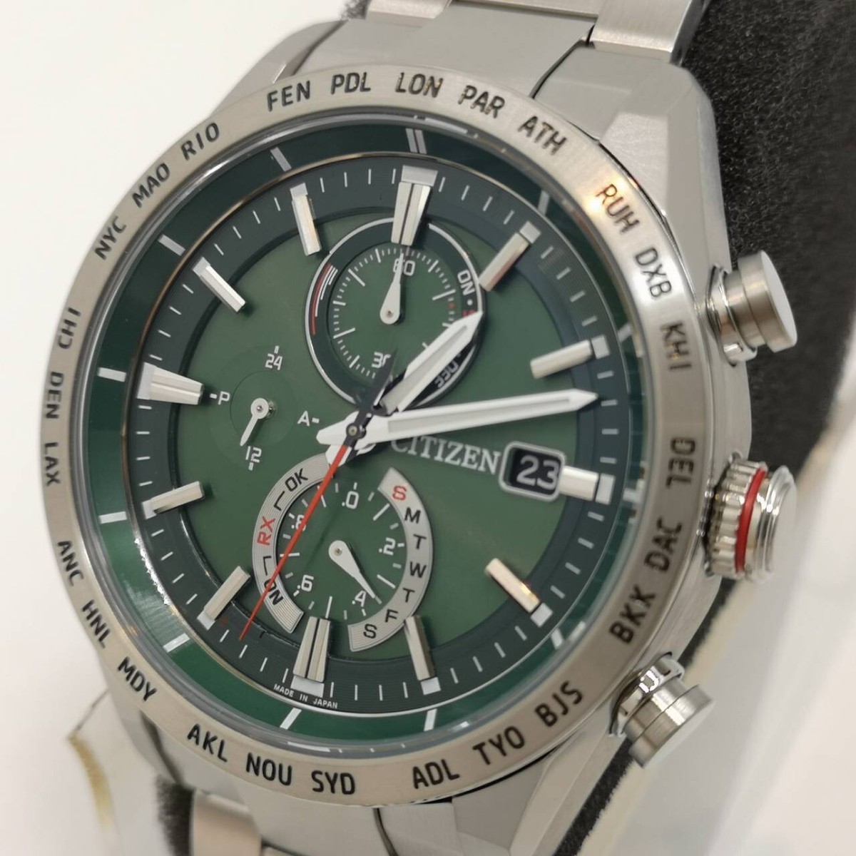 CITIZEN ATTESA Eco-Drive AT8181-63W Green Radio Titanium Men's