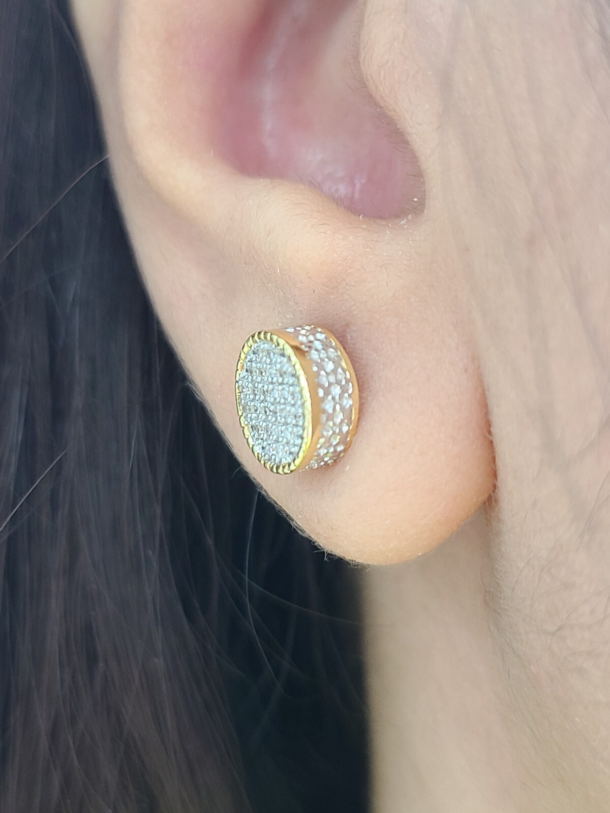 Deal! 10K Gold 0.15ctw Genuine Natural Pave Diamonds Round Studs Earrings