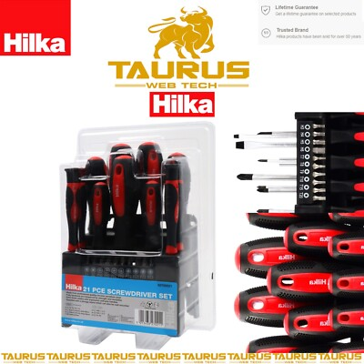 #ad 21PC HILKA Screwdriver Set Wall Mounted Storage Stand DIY Soft Grip UK FREE Pamp;P GBP 12.49