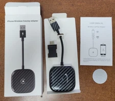 Wireless Apple Carplay Adapter Bluetooth Wired to Wireless Dongle for iPhone