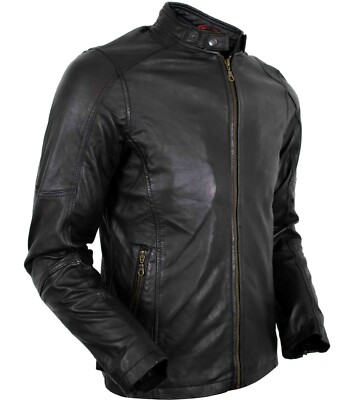 Mens Lightweight Lamb Nappa Leather Jacket Fitted Fit Slim Fit Biker Jacket 