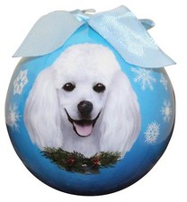 WHITE POODLE--Shatterproof Ball Ornament--3"-- by E  S Pets