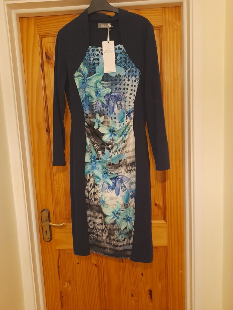 Pretty Stylish Libra Blue Floral Lined Dress, UK 10, New with