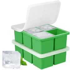 2 Pack 2" Large Silicone Ice Cube Tray Big Square Ice Cube Molds for Cocktails