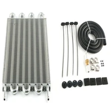 8 Rows Universal Aluminum Remote Transmission Oil Cooler Radiator Converter Kit