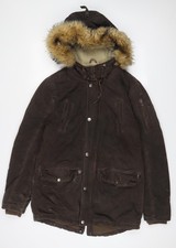 Womens UK Size M Blend Brown Anorak Coat