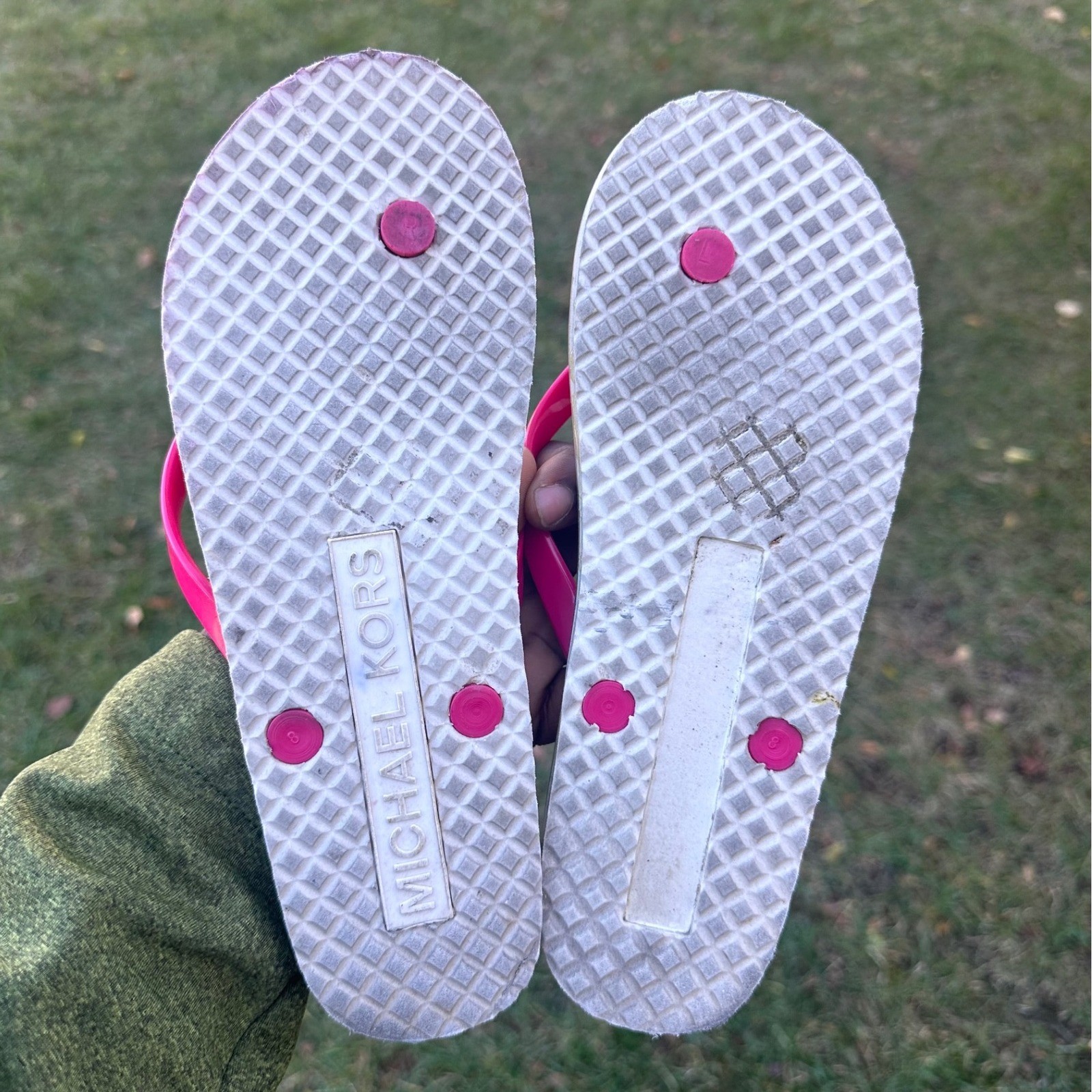 Michael Kors Women's Mini Jet Set Shiny Flip Flop Sandals Size 8 Ultra Pink thumbnail 4