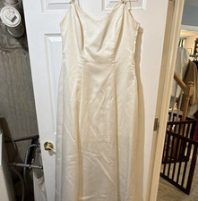 Steppin Out Ivory Satin Lace Up A-Line Long Formal Dress Size 13/14