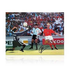 Dennis Bergkamp Signed Football Photo: Holland Goal
