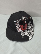 Disney Parks Mickey Mouse Baseball Cap Hat Black Red Youth Under Brim Print