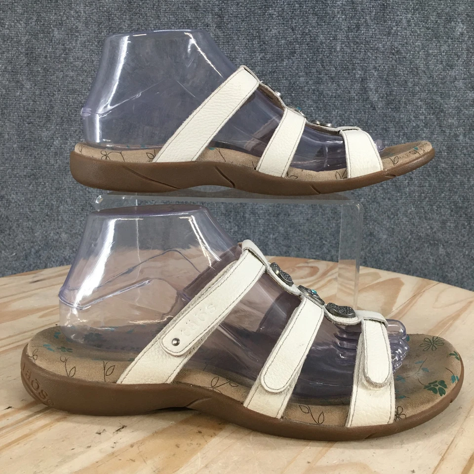 Sandalias Taos para mujer 9 Premio 3 informales cómodas sin cordones planas deslizables cuero blanco Foto 2 de 4