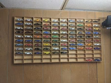 Car Display Case 110+ Matchbox Model 1/64 Diecast Wheels Hot Wood Wall Cabinet