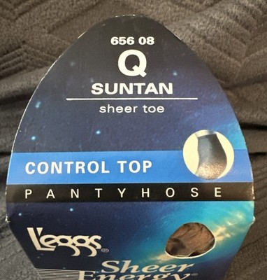 13点 2 L'eggs Sheer Energy Control Top Q SUNTAN Medium Leg Support