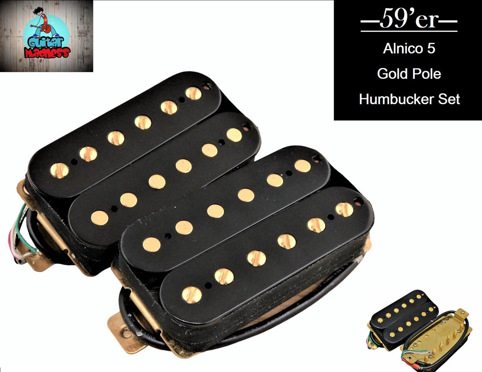 G.M. Set Humbucker 59'er Alnico 5 PALO ORO NERO (4 fili)