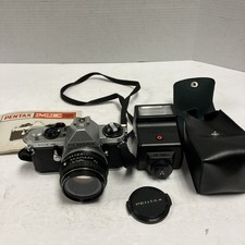 Pentax ME Super 35mm Film Camera w/ SMC Pentax-M 50mm f/1.7 Lens  Strap Flash