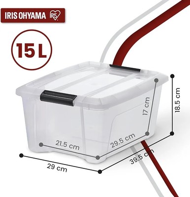 Iris Ohyama  Kunststoff-Aufbewahrungsboxen mit Deckel, 15L, 3er-Set