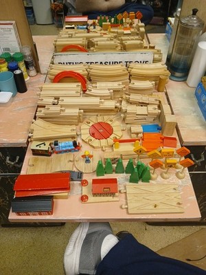 100+ Lot Thomas the Train & Friends Wooden Tracks,Ramps,Bridge,Trees,Roads Mixed
