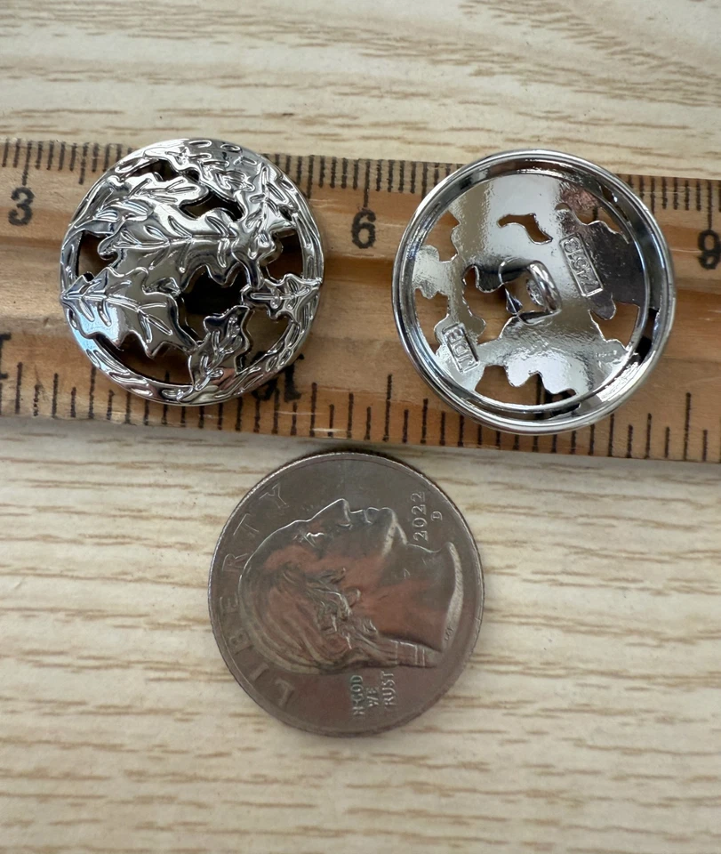 10PC Silver Leave Metal Buttons Shank Buttons For Crafts Clothes 23mm 7/8" - Image 3 of 3