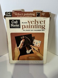Craft Master Black Velvet Painting Oil Paint by Number Set #14031 Colt Horse