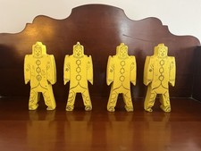 Vintage Bill Ding Stackable Distressed Wooden Clowns 4.5" tall - Lot of 4 Yellow