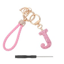 Initial Letter Keychain Letter J - Initial Wristlet KeyChain Pink