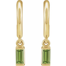 14K Gold Natural Peridot 17.6 mm Hoop Earrings