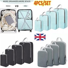 4X Compression Bags Organiser Suitcases Packing Cubes Travel Storage Luggage UK