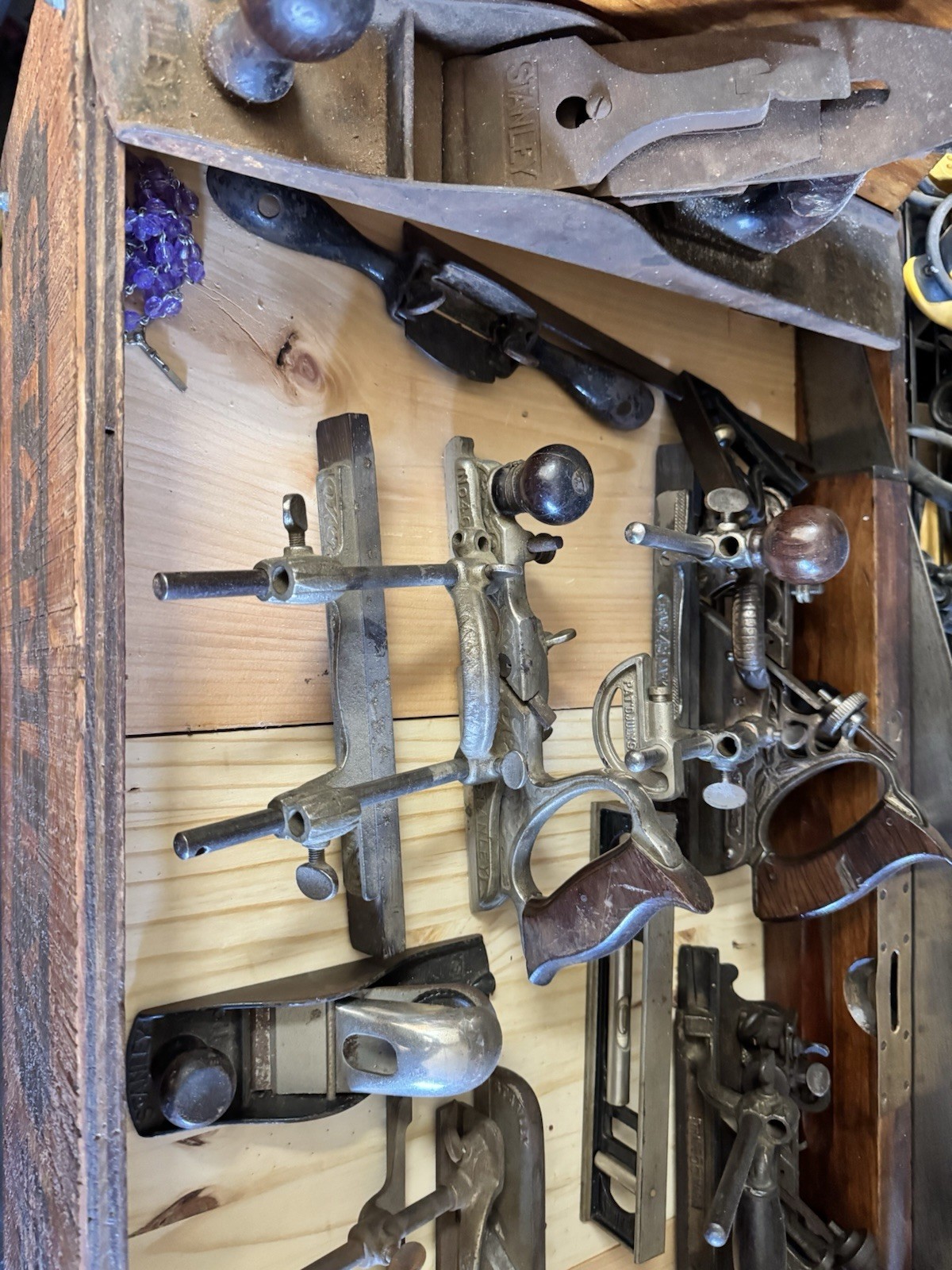 Stanley Plane Collection And Vintage Stanley Display Rack