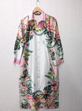 Zara Tropical Print Shirt Dress Lightweight Beach Travel Size Small