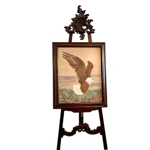 Victorian Style Artist’s Easel Carved Wood Mahogany 75” Tall Adjustable - Image 2 of 4