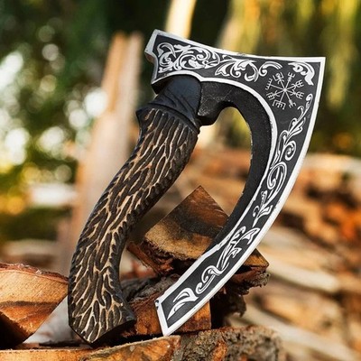 12'' Carbon Steel Bearded Axe Viking Tomahawk Survival Bushcraft Camp Hatchet