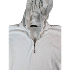 Abercrombie Fitch Hoodie Women's Cropped White Long Sleeve1/2 Zip Size Large