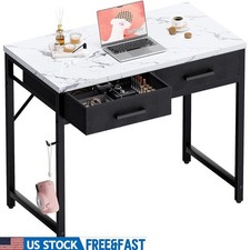 Compact Computer Desk W/ Fabric Drawers Small Spaces Home Office Study New