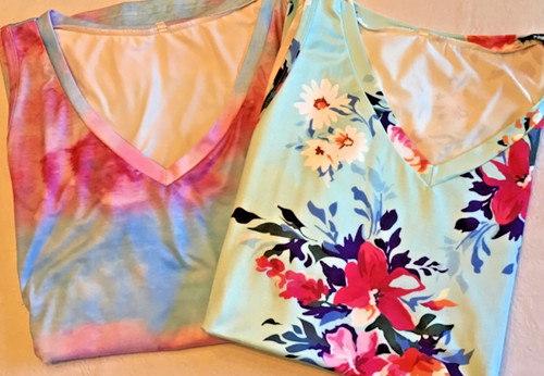 Tank Tops 2XL rayon flaired bottom floral and tie die 30 inch length
