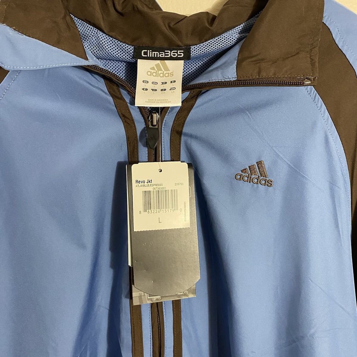 NWT Adidas Men's Clima 365 Revo Jacket Atlantic Blue/Espresso sz L