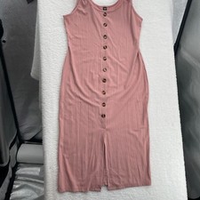 Shein Curve Dress Women's 1XL XL Pink Sleeveless Wide Strap Buttons Pullover