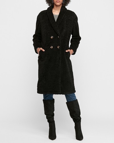 DOUBLE BREASTED FAUX FUR TEDDY COAT 