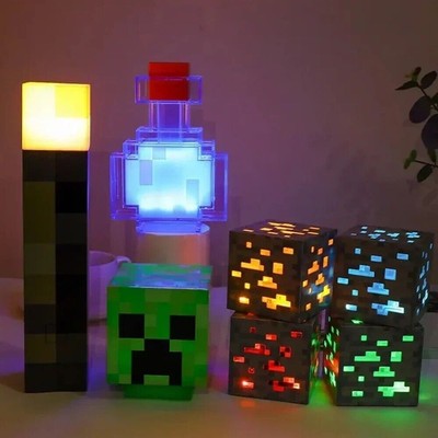 Minecraft Block, Trank Flasche, Fackel LED Lampe Licht Nachtlicht Kinder Zimmer