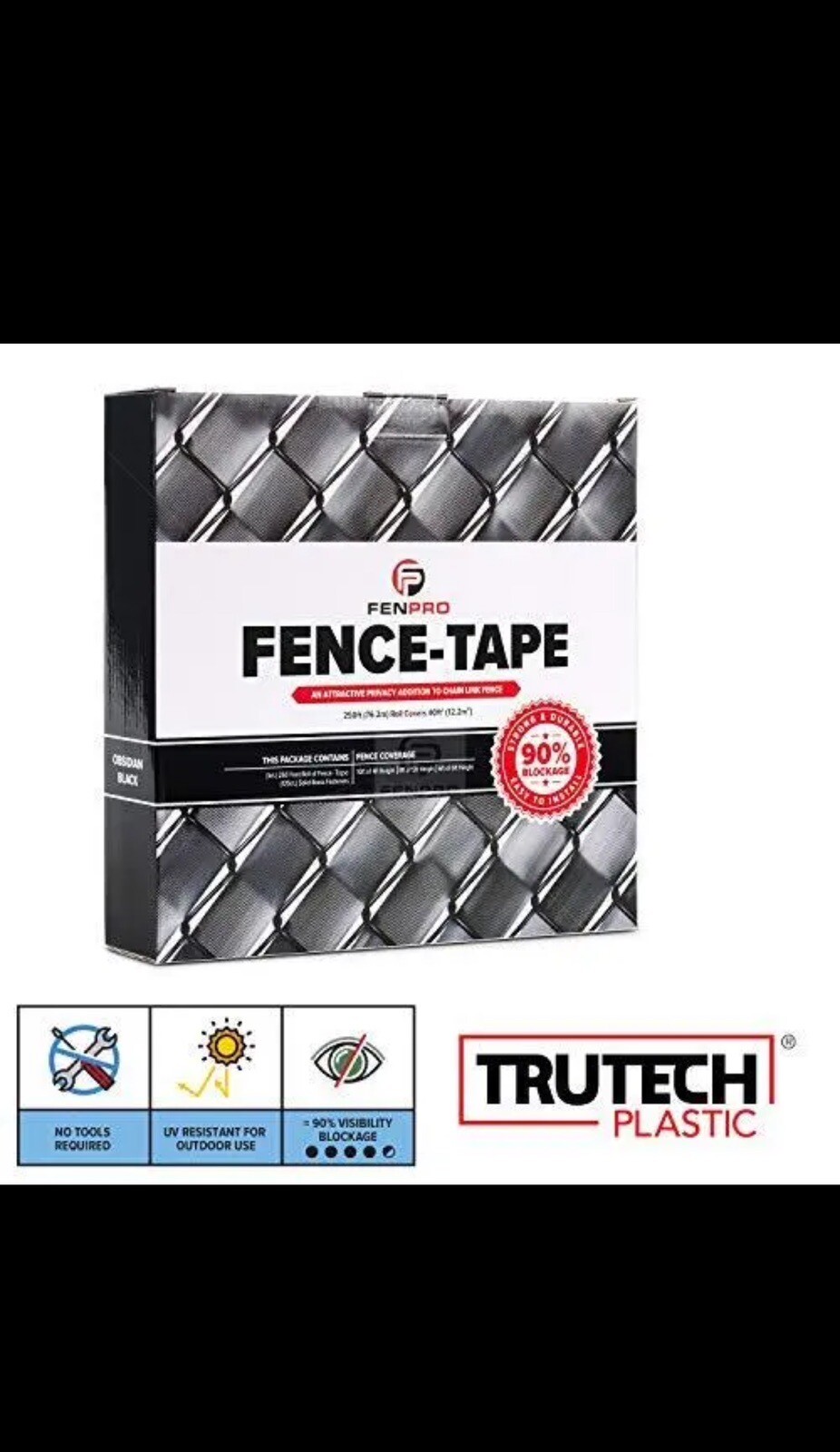 Fenpro Chain Link Fence Privacy Tape (Obsidian Black) eBay